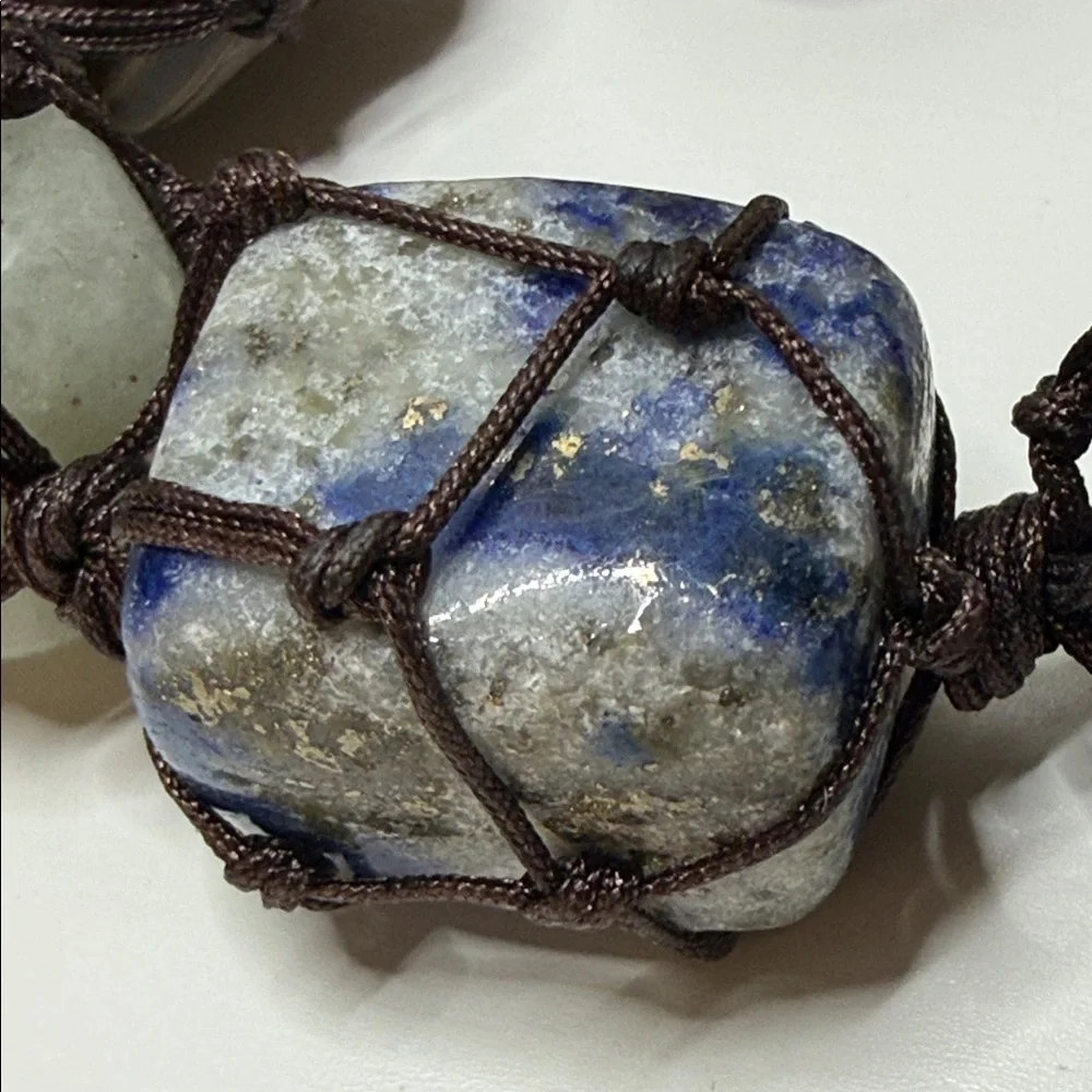 Bohemian Multicolor netted Gemstone Beaded Bracelet big rocks suncatcher